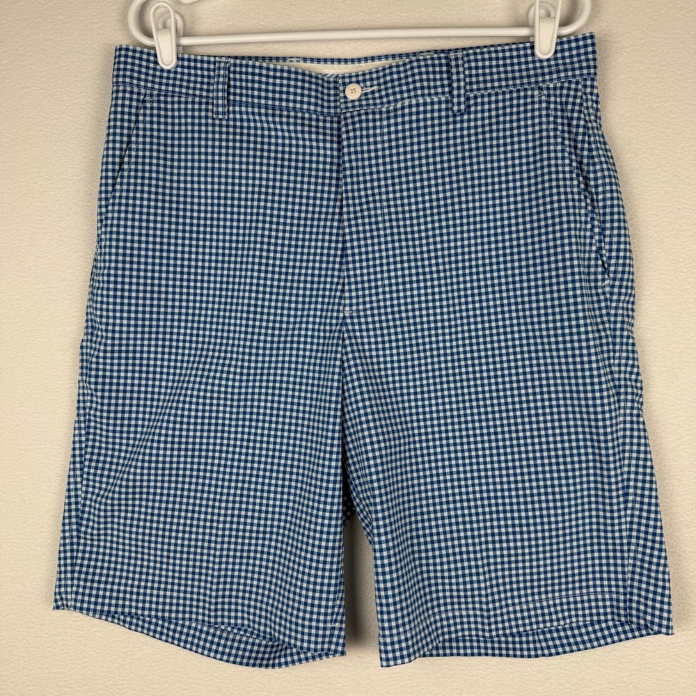 FootJoy‎ Golf Shorts Mens 34 Blue White Gingham Performance Stretch 10" Chino